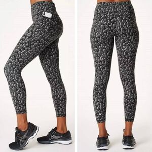 Sweaty Betty Power Pocket Workout Leggings Gray Leopard Size Small
